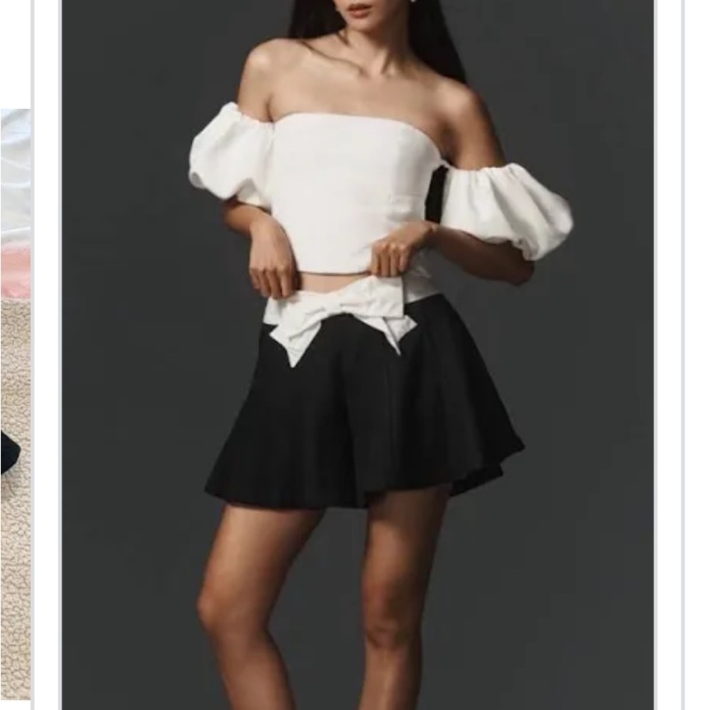 Anthropology Black Textured Skirt with Bow